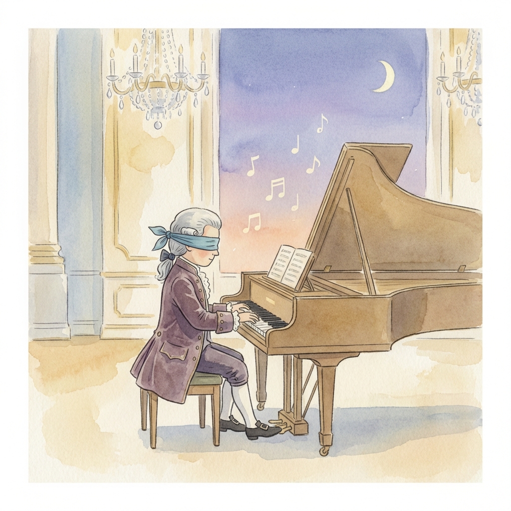Wolfgang Amadeus Mozart and the Blindfolded Performance